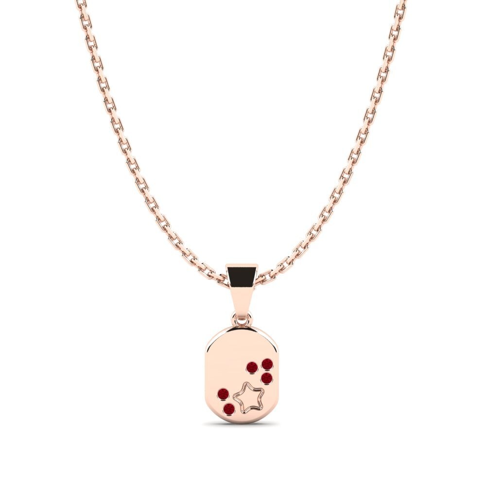 14k Oro Rosa Circonita Roja Colgante para Niño Ronae