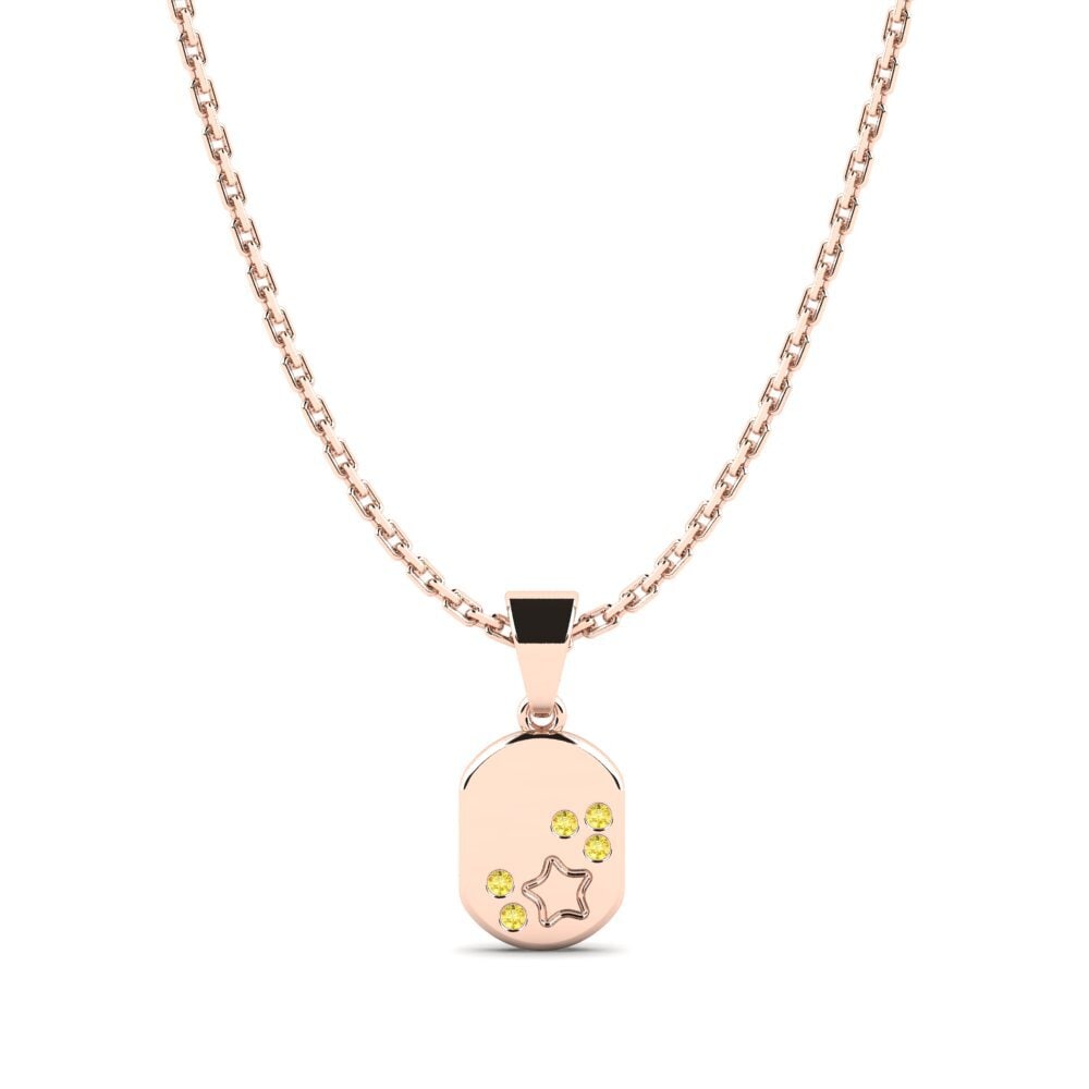 14k Oro Rosa Zafiro amarillo Colgante para Niño Ronae