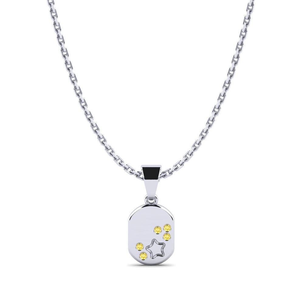 Paladio 950 Zafiro amarillo Colgante para Niño Ronae