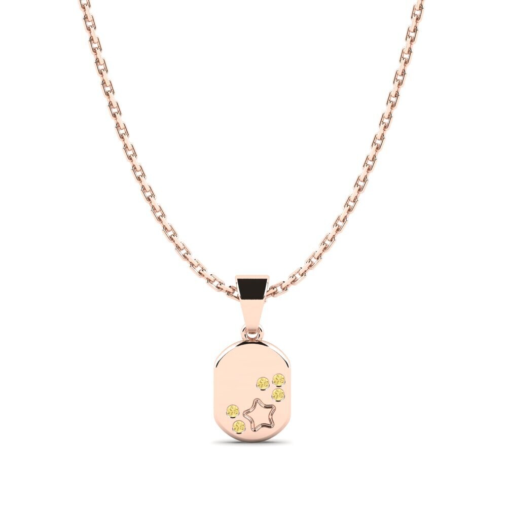 14k Oro Rosa Diamante Amarillo Colgante para Niño Ronae