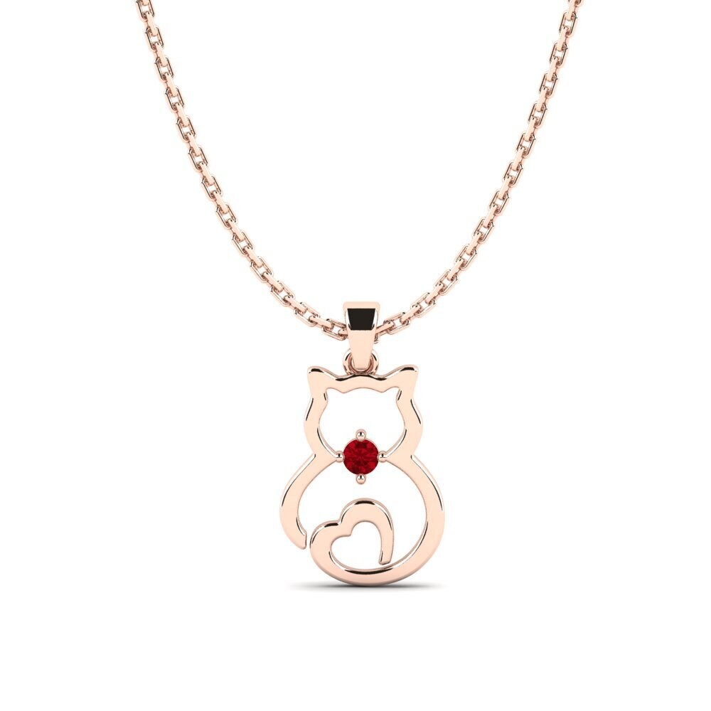 14k Oro Rosa Circonita Roja Colgante para Niño Roomer