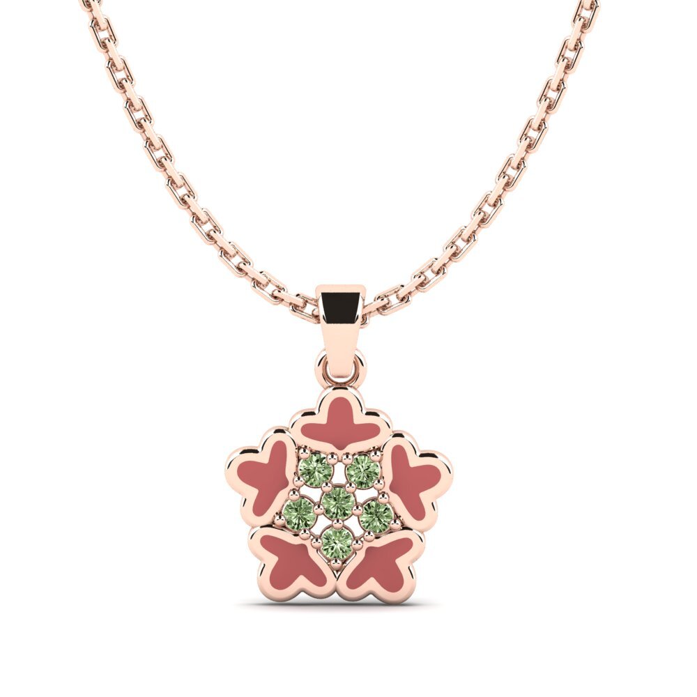 14k Oro Rosa Diamante Verde Colgante para Niño Scoope