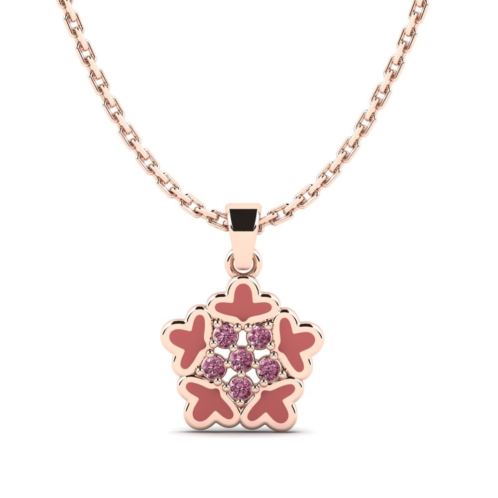 14k Oro Rosa Rodolita de Granito Colgante para Niño Scoope