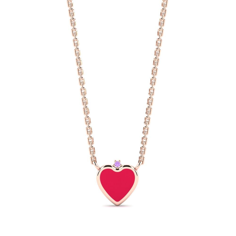 14k Oro Rosa Amatista Collar para Niño Smokeho
