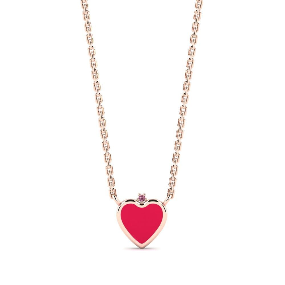 14k Oro Rosa Rodolita de Granito Collar para Niño Smokeho