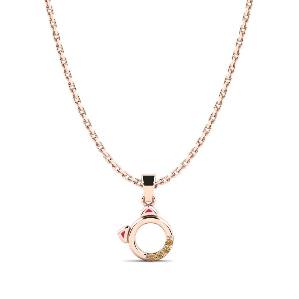 14k Oro Rosa Diamante Marrón Colgante para Niño Suitor