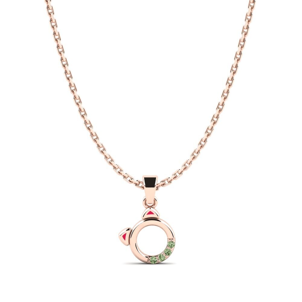 14k Oro Rosa Diamante Verde Colgante para Niño Suitor