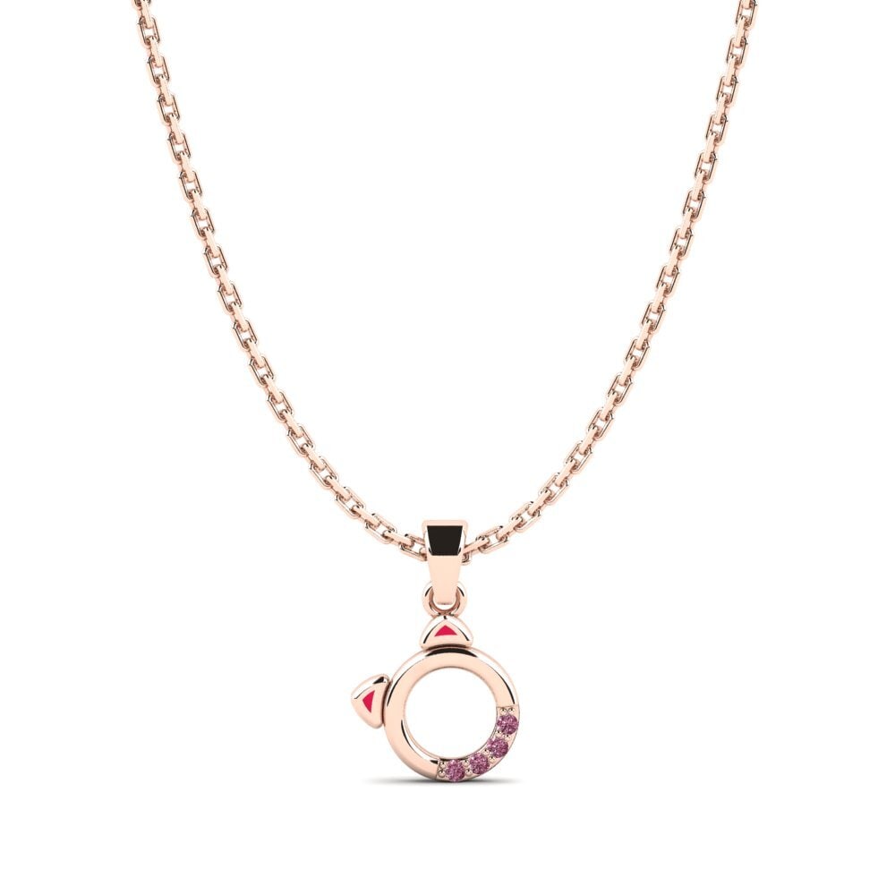 14k Oro Rosa Rodolita de Granito Colgante para Niño Suitor