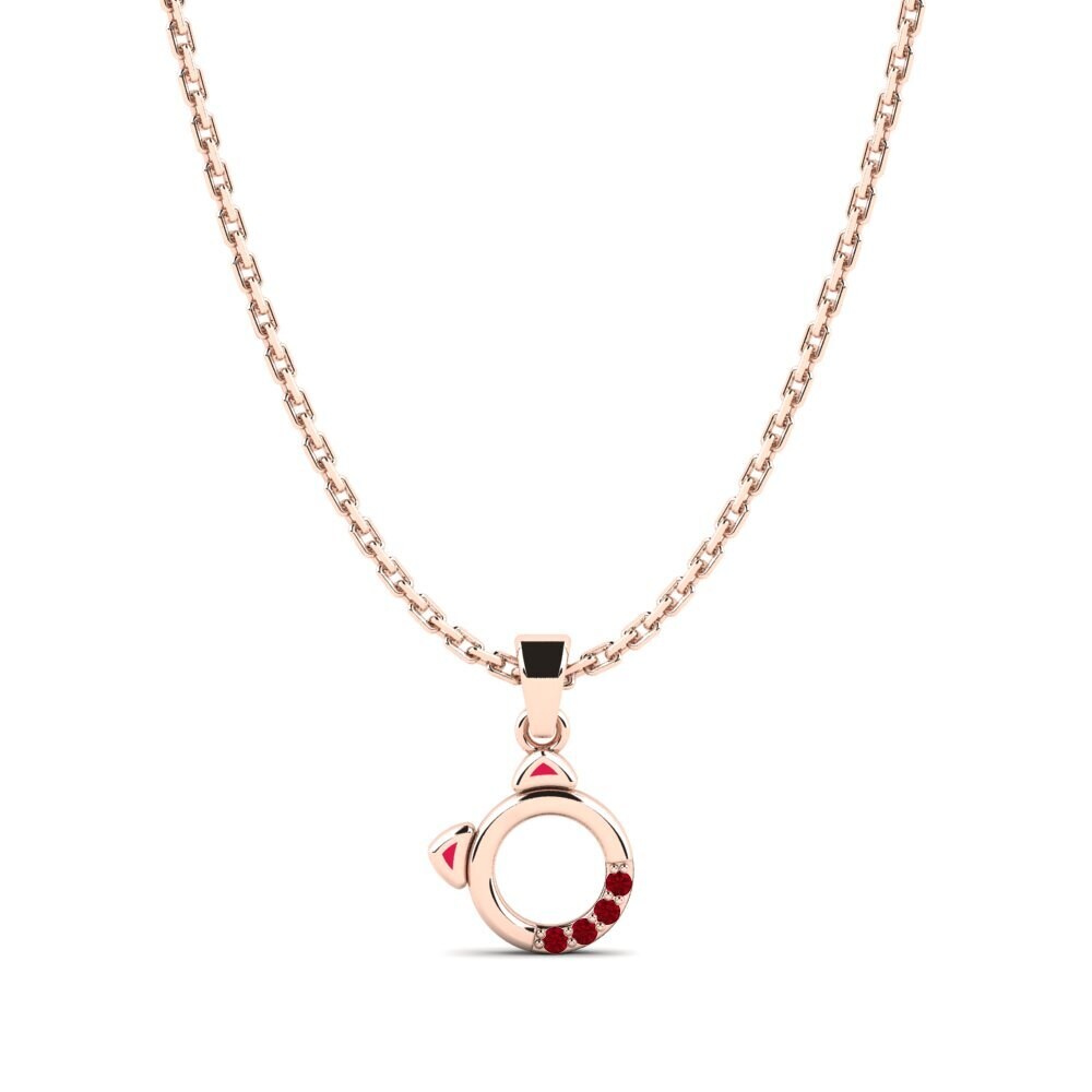 14k Oro Rosa Circonita Roja Colgante para Niño Suitor