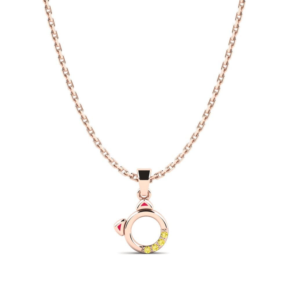 14k Oro Rosa Zafiro amarillo Colgante para Niño Suitor