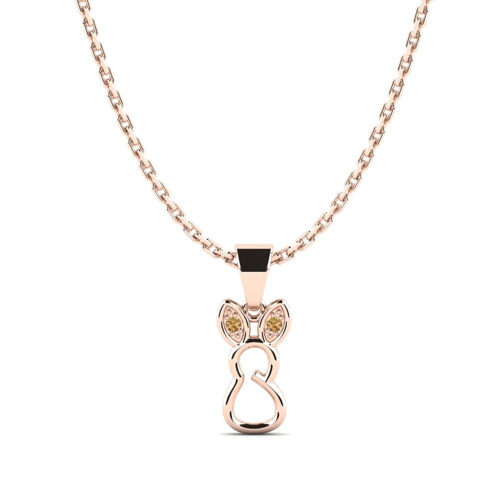 14k Oro Rosa Diamante Marrón Colgante para Niño Sutta