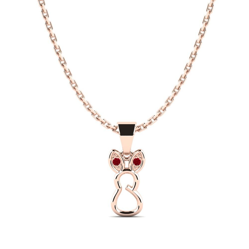 14k Oro Rosa Circonita Roja Colgante para Niño Sutta