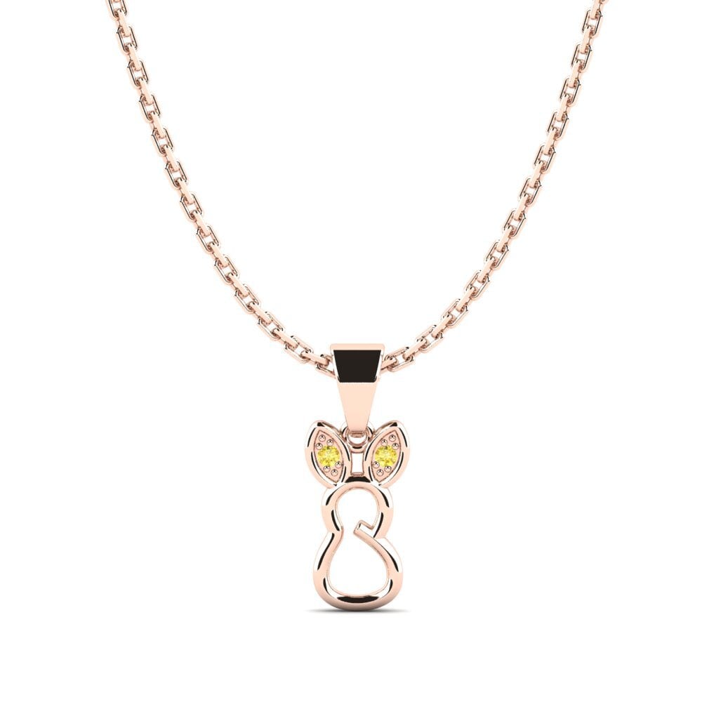 14k Oro Rosa Zafiro amarillo Colgante para Niño Sutta