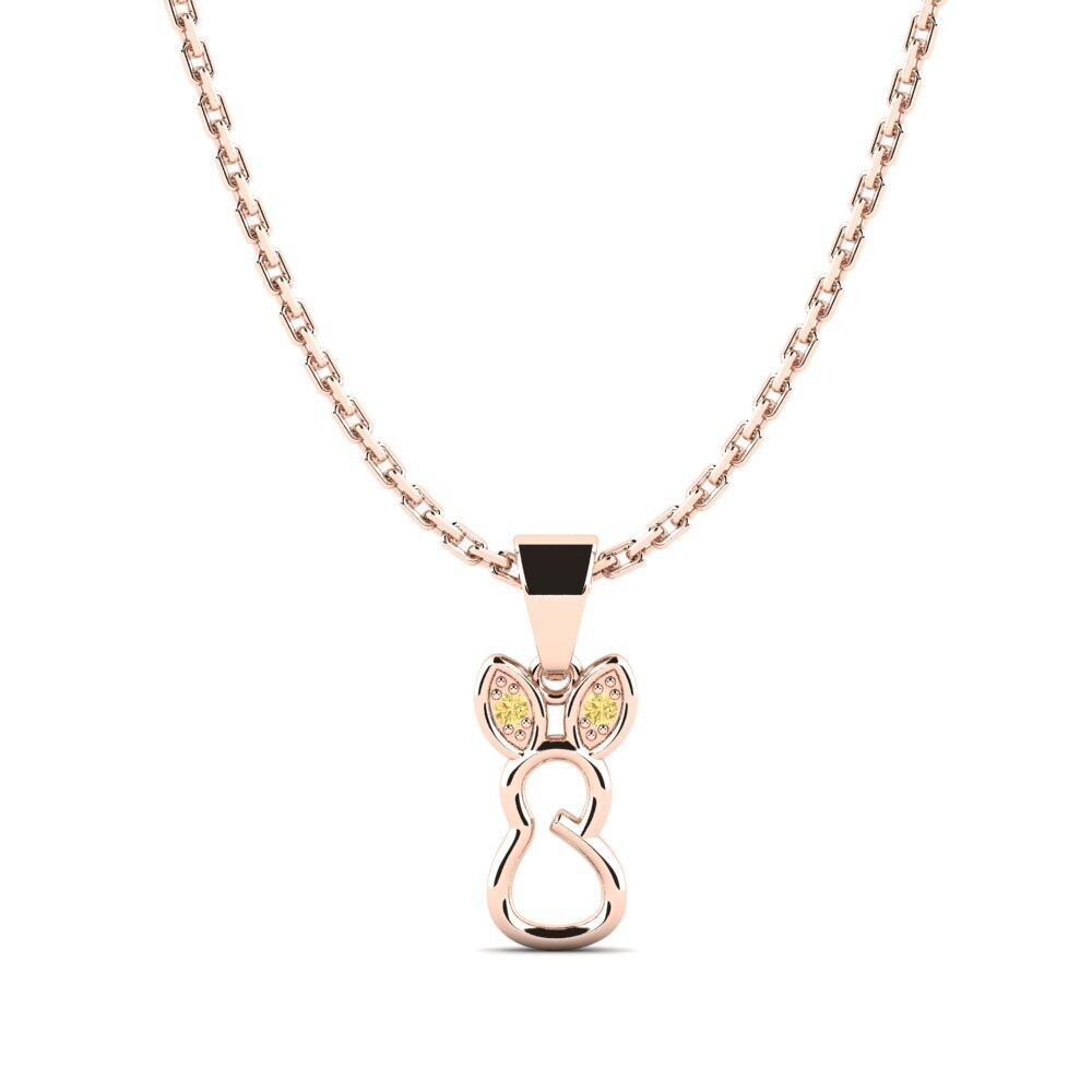 14k Oro Rosa Diamante Amarillo Colgante para Niño Sutta