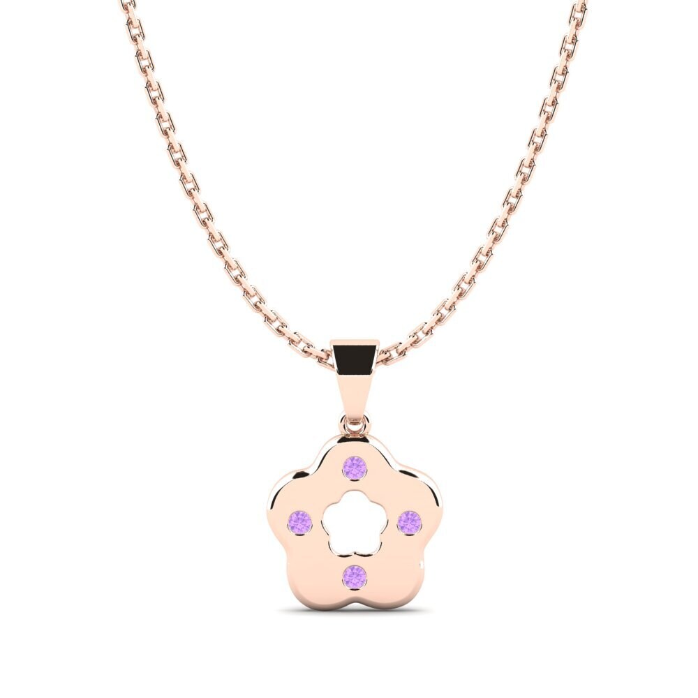 14k Oro Rosa Amatista Colgante para Niño Triune