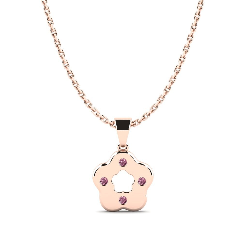 14k Oro Rosa Rodolita de Granito Colgante para Niño Triune