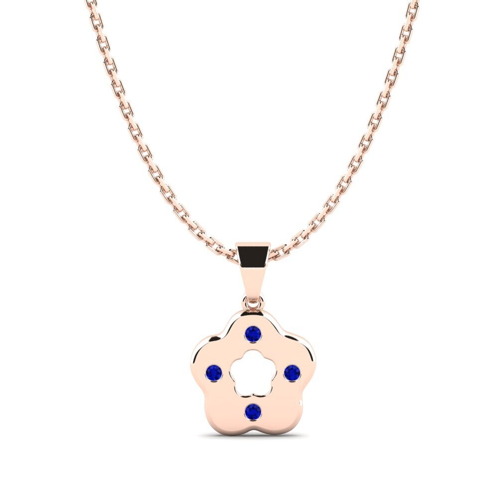14k Oro Rosa Zafiro Colgante para Niño Triune
