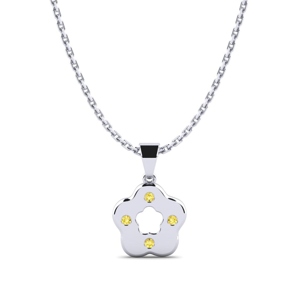 Paladio 950 Zafiro amarillo Colgante para Niño Triune