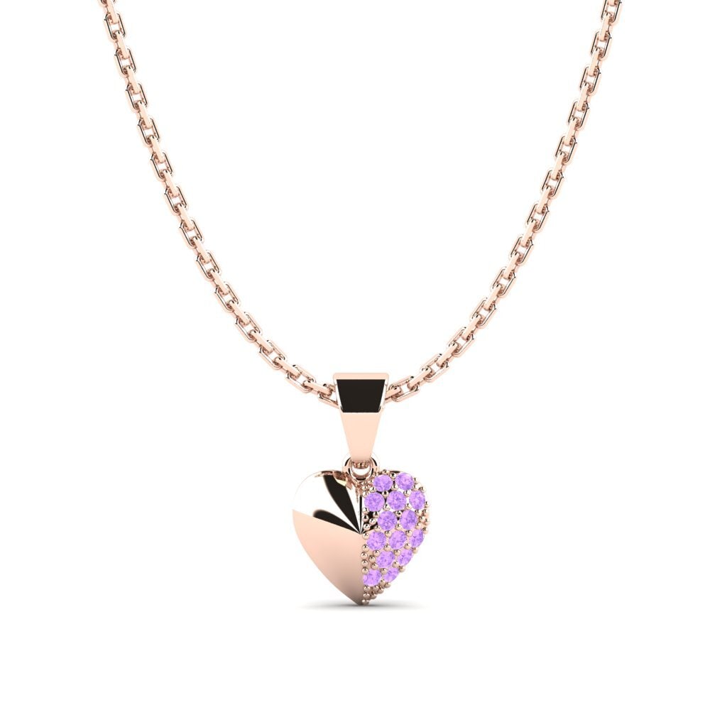 14k Oro Rosa Amatista Colgante para Niño Tyro