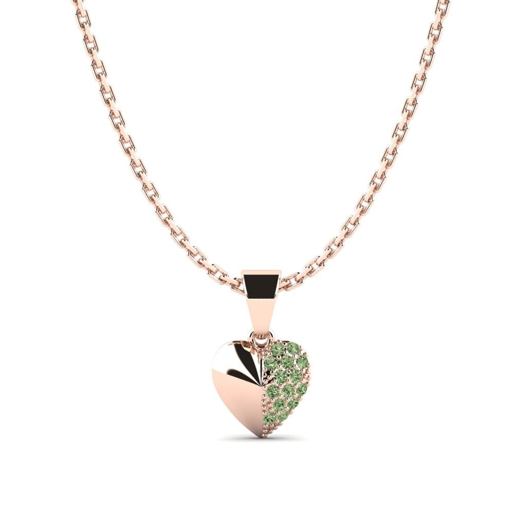 14k Oro Rosa Diamante Verde Colgante para Niño Tyro