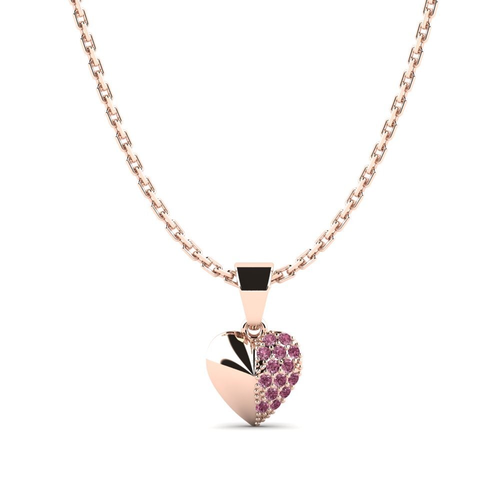 14k Oro Rosa Rodolita de Granito Colgante para Niño Tyro