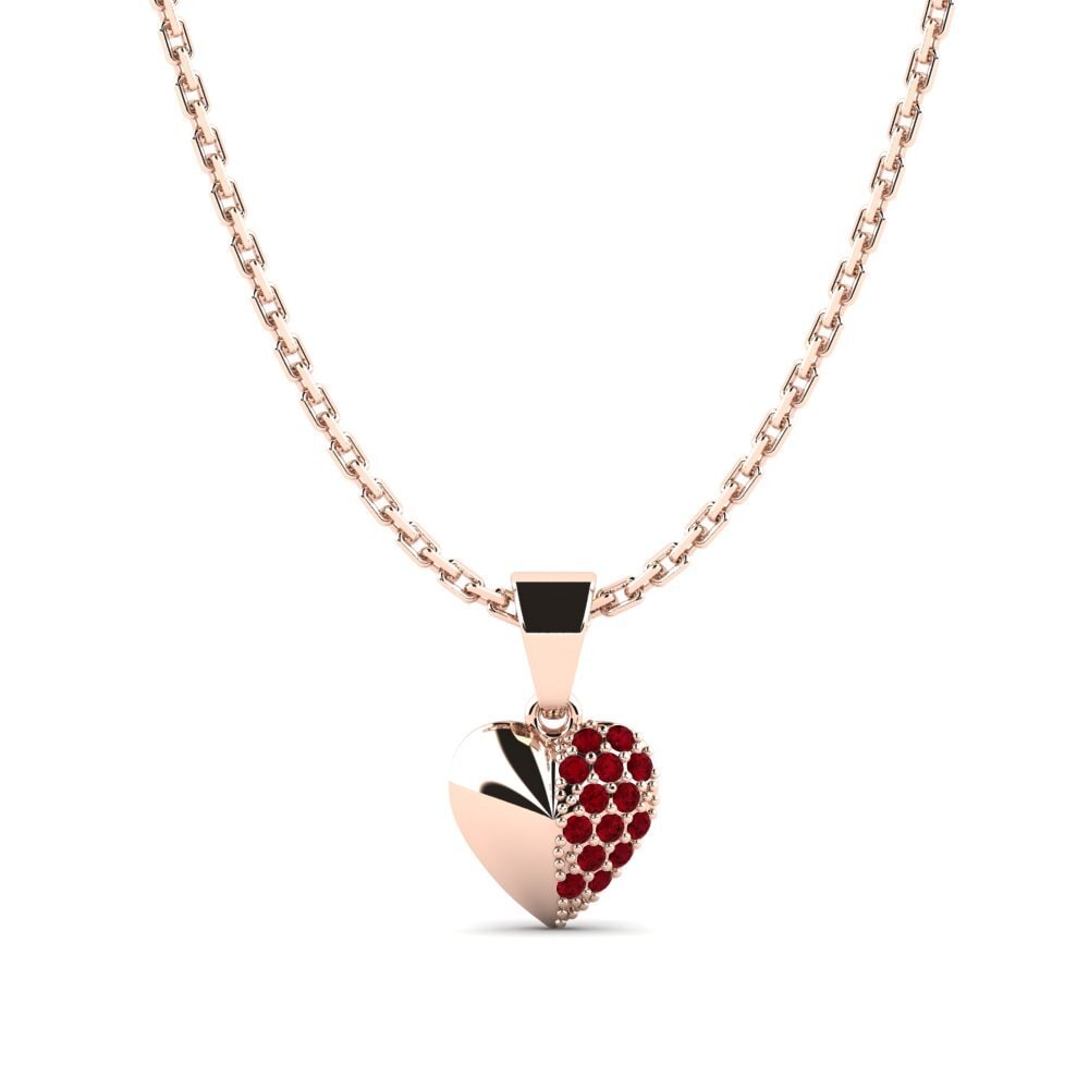 14k Oro Rosa Circonita Roja Colgante para Niño Tyro
