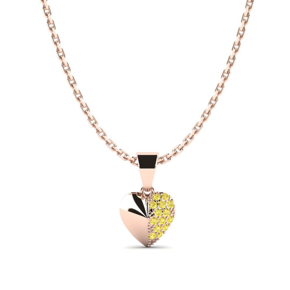 14k Oro Rosa Zafiro amarillo Colgante para Niño Tyro