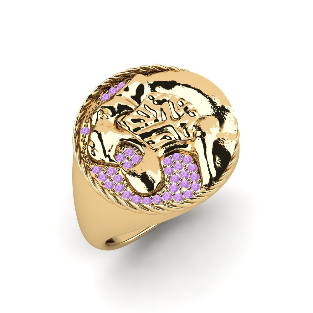 14ct Yellow Gold Amethyst Men's Ring Apoki
