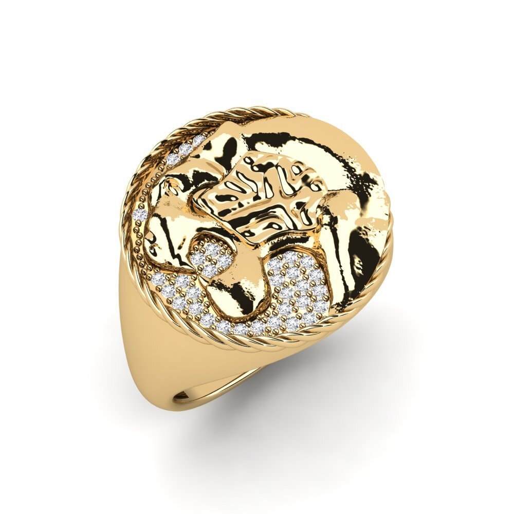14ct Yellow Gold White sapphire Men's Ring Apoki