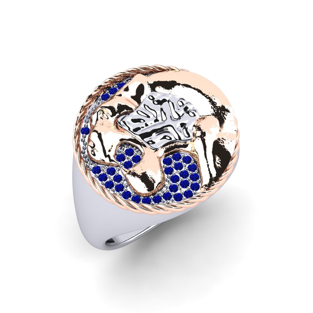 14ct White & Rose Gold Sapphire Men's Ring Apoki