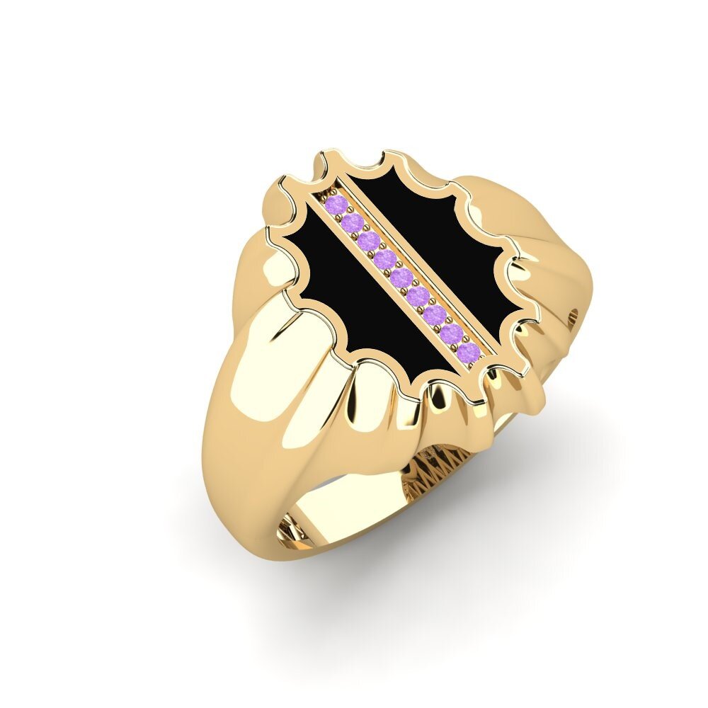 14ct Yellow Gold Amethyst Men's Ring Coquen