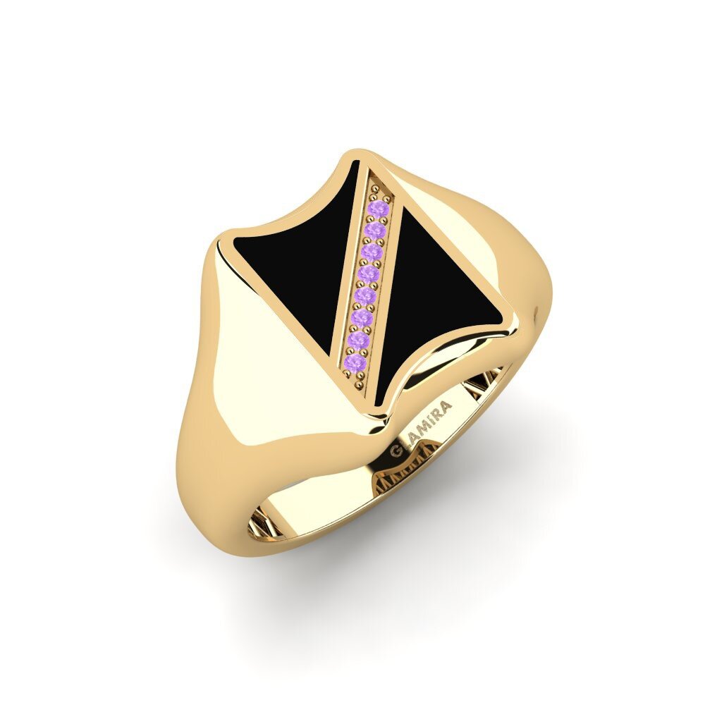 14ct Yellow Gold Amethyst Men's Ring Gutobou