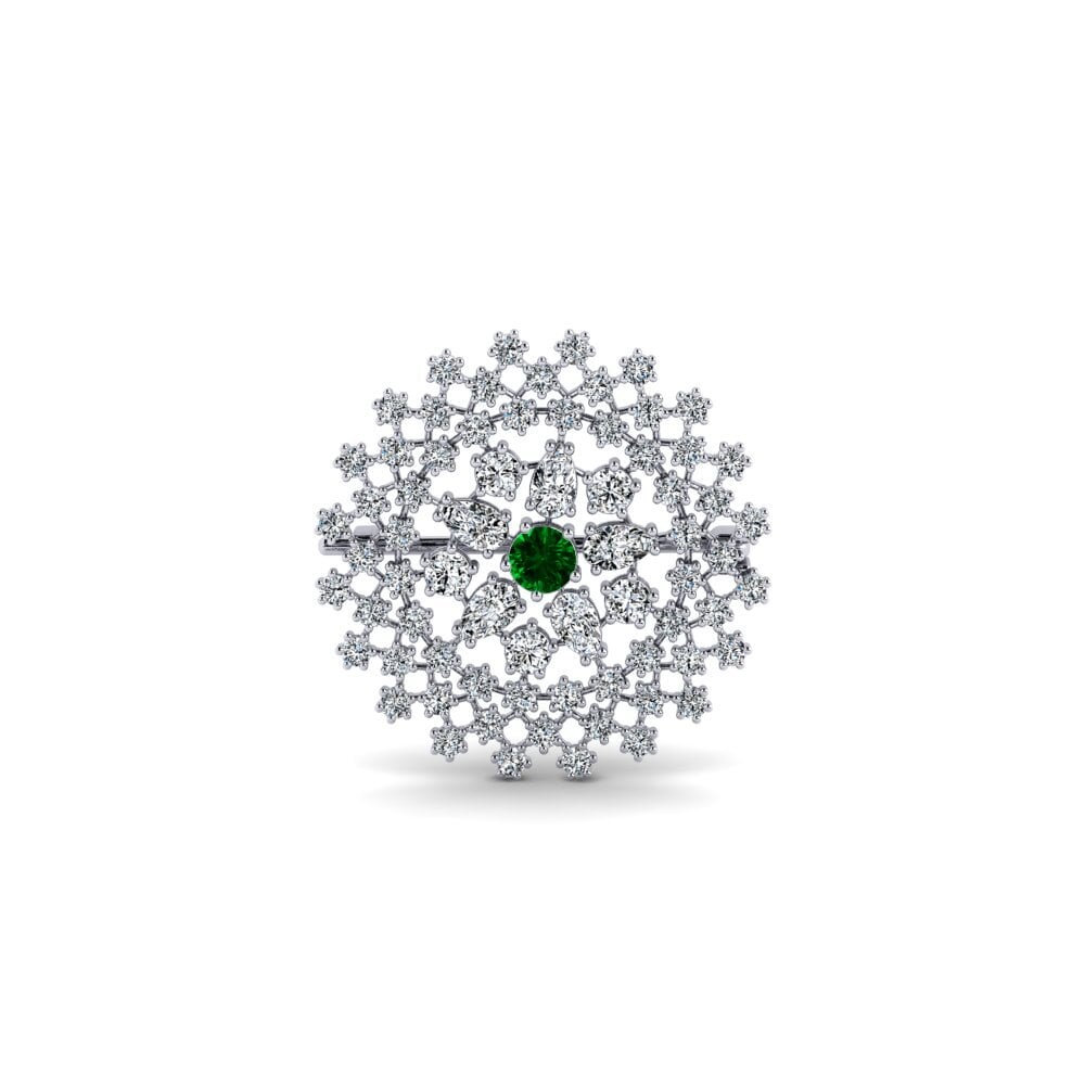 14ct White Gold Green Zirconia Brooch Adginde