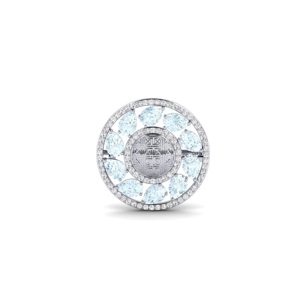 14ct White Gold Aquamarine Brooch Aletrisa