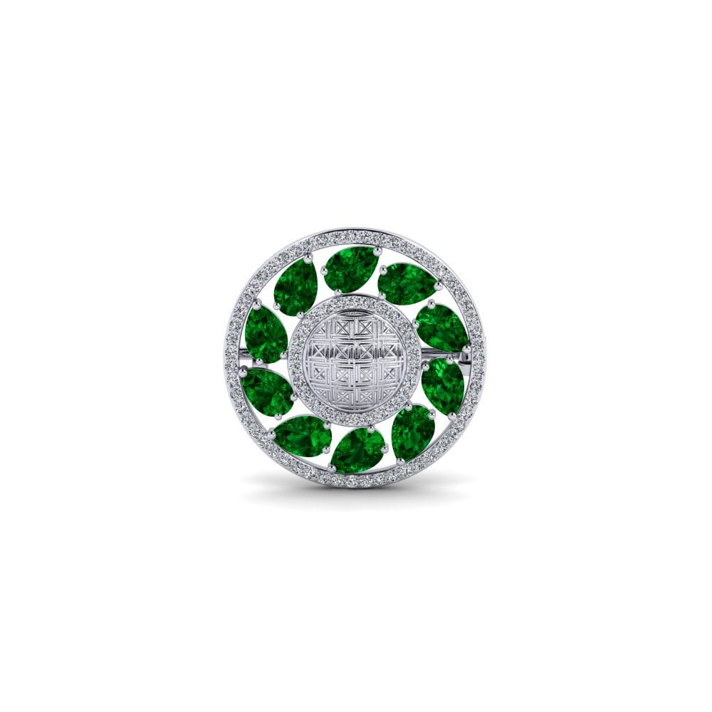 14ct White Gold Green Zirconia Brooch Aletrisa