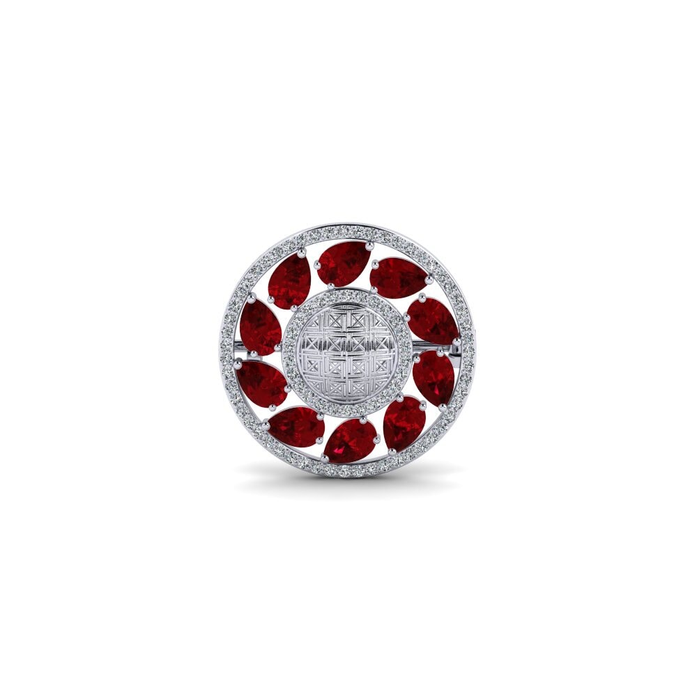 14ct White Gold Red Zirconia Brooch Aletrisa
