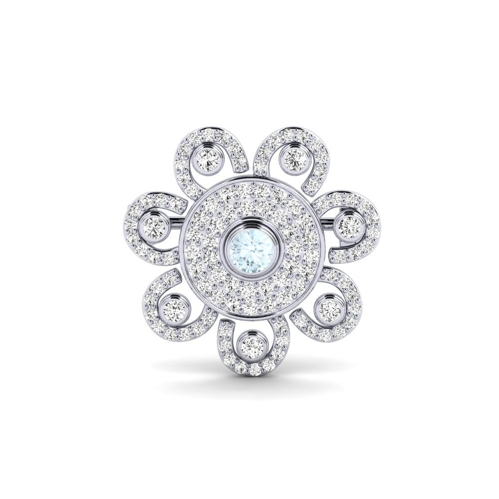 14ct White Gold Aquamarine Brooch Alsona