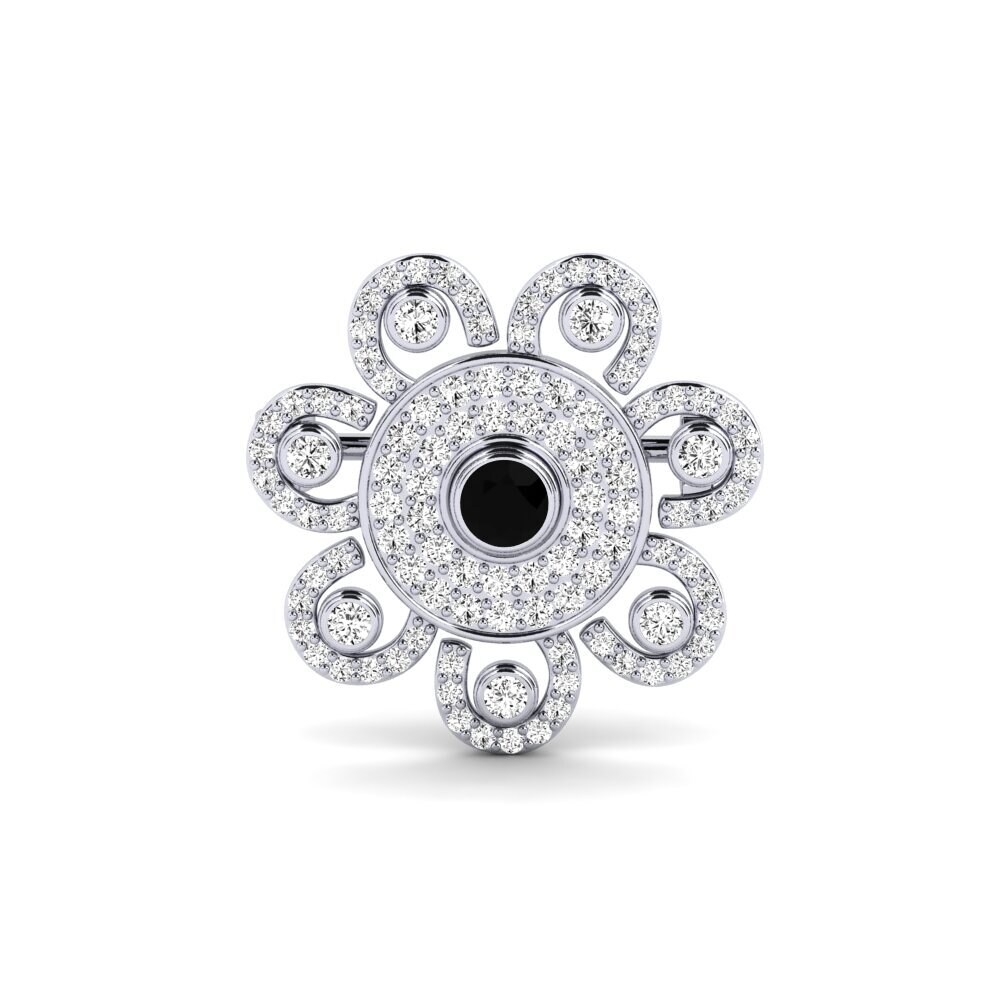 950 Platinum Black Onyx Brooch Alsona