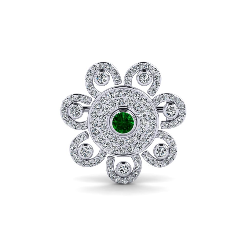 14ct White Gold Green Zirconia Brooch Alsona