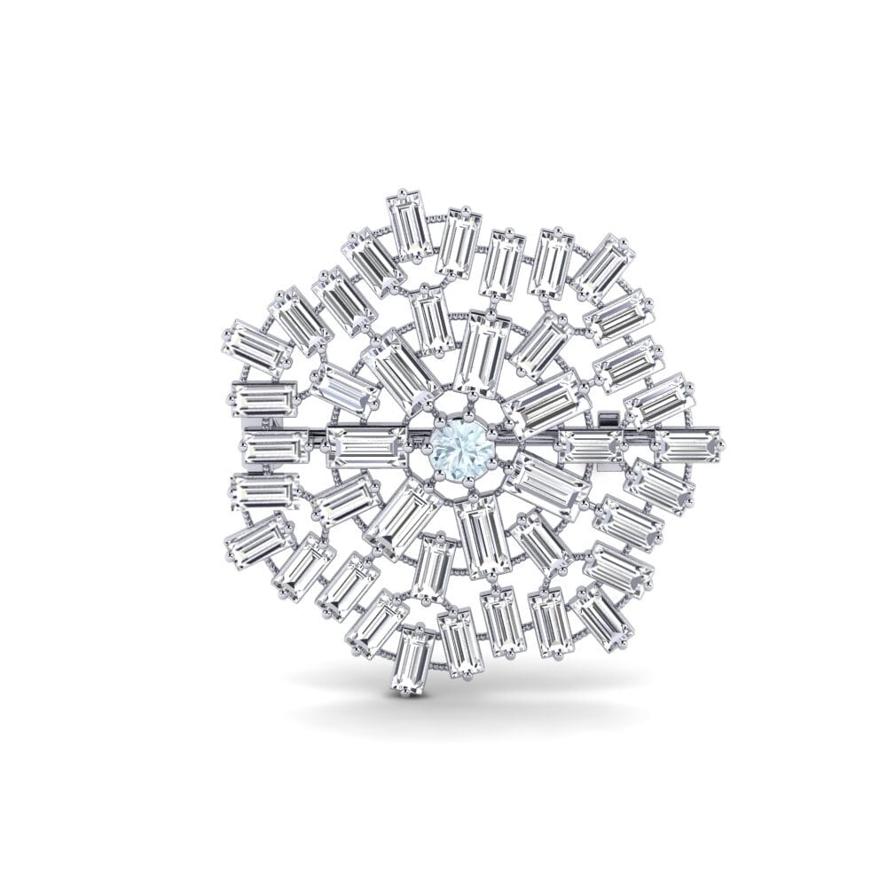 14ct White Gold Aquamarine Brooch Althean