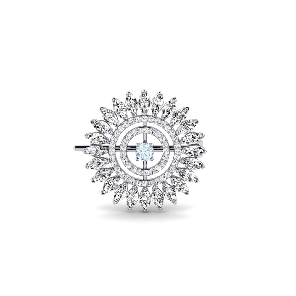 14ct White Gold Aquamarine Brooch Ambus