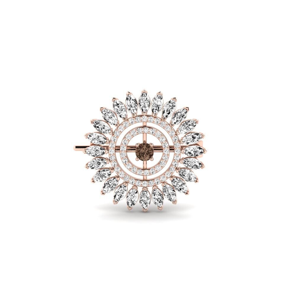 14ct Rose Gold Smoky Quartz Brooch Ambus