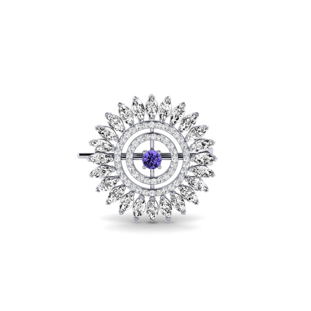 14ct White Gold Tanzanite Brooch Ambus