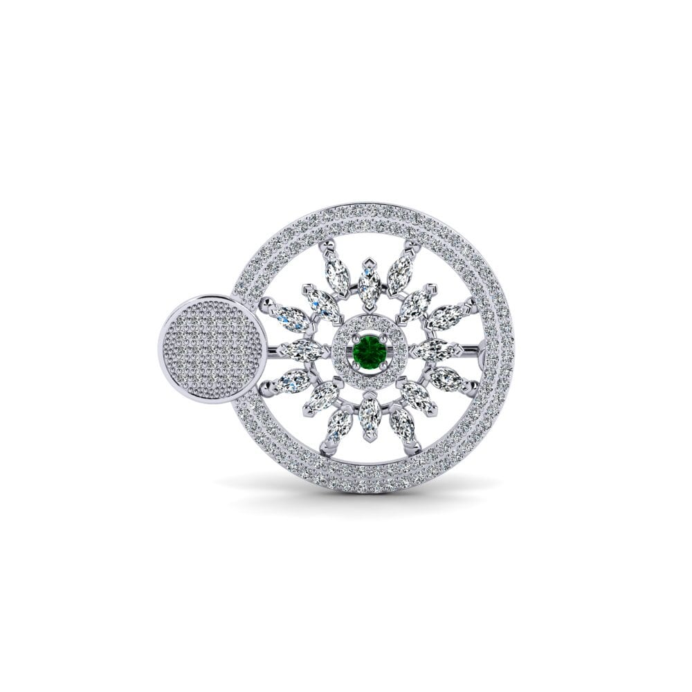 14ct White Gold Green Zirconia Brooch Arricge