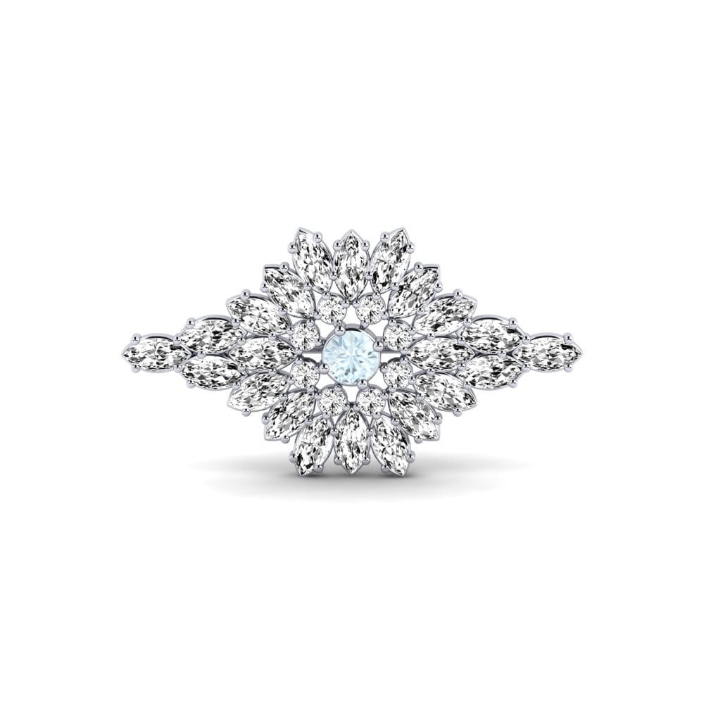 14ct White Gold Aquamarine Brooch Bethiax