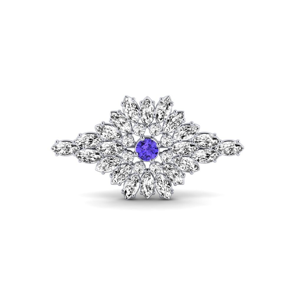 14ct White Gold Tanzanite Brooch Bethiax