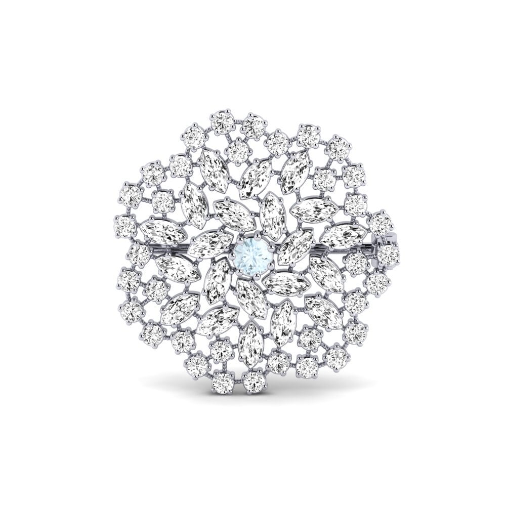 14ct White Gold Aquamarine Brooch Bradanas