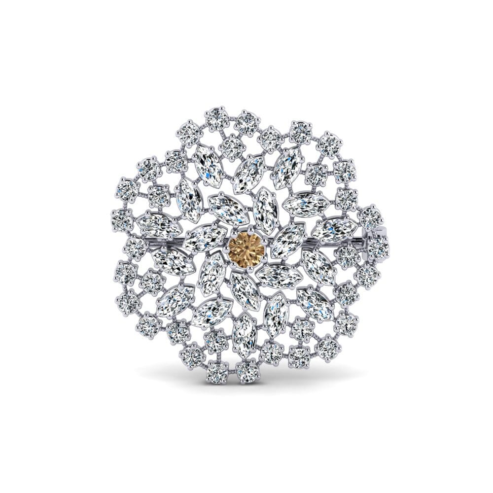 Plata 925 Diamante café Broche Bradanas