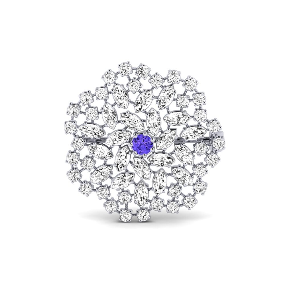 14ct White Gold Tanzanite Brooch Bradanas