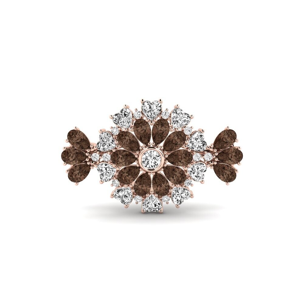 14ct Rose Gold Smoky Quartz Brooch Cordesso